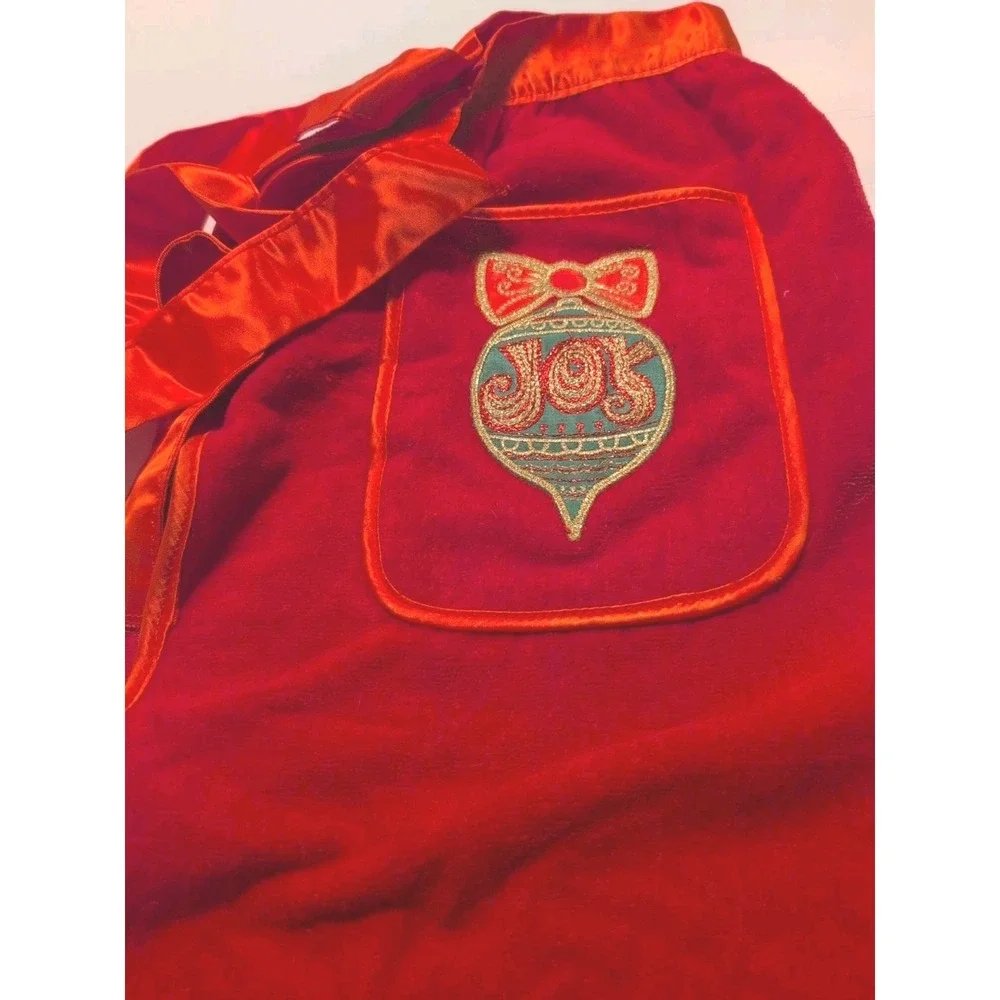 Vintage Royal Terry Waist‎ Apron And 2 Tea Towels Christmas Joy Red MCM Retro